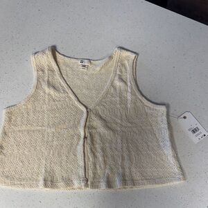 Zara Off-White Knit Sleeveless Cardigan